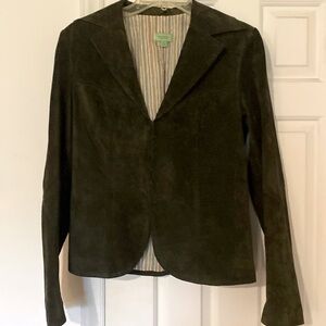 John Carlisle Suede Short Jacket Olive Green Size Medium